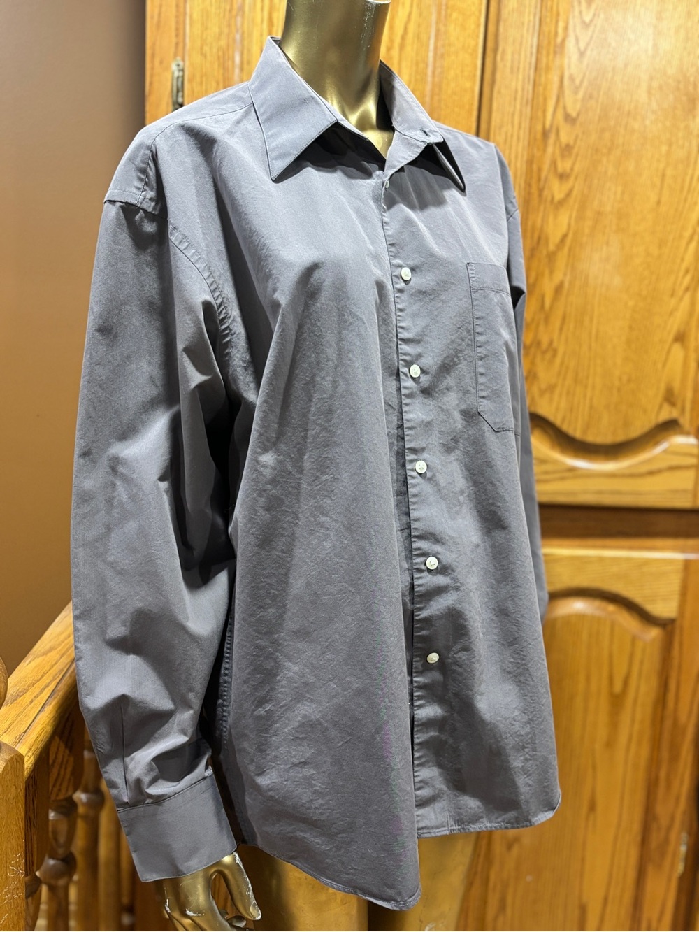 Vintage Christian Dior Monsieur Men's Gray Long-Sleeve button down Dress Shirt - Picture 3 of 11